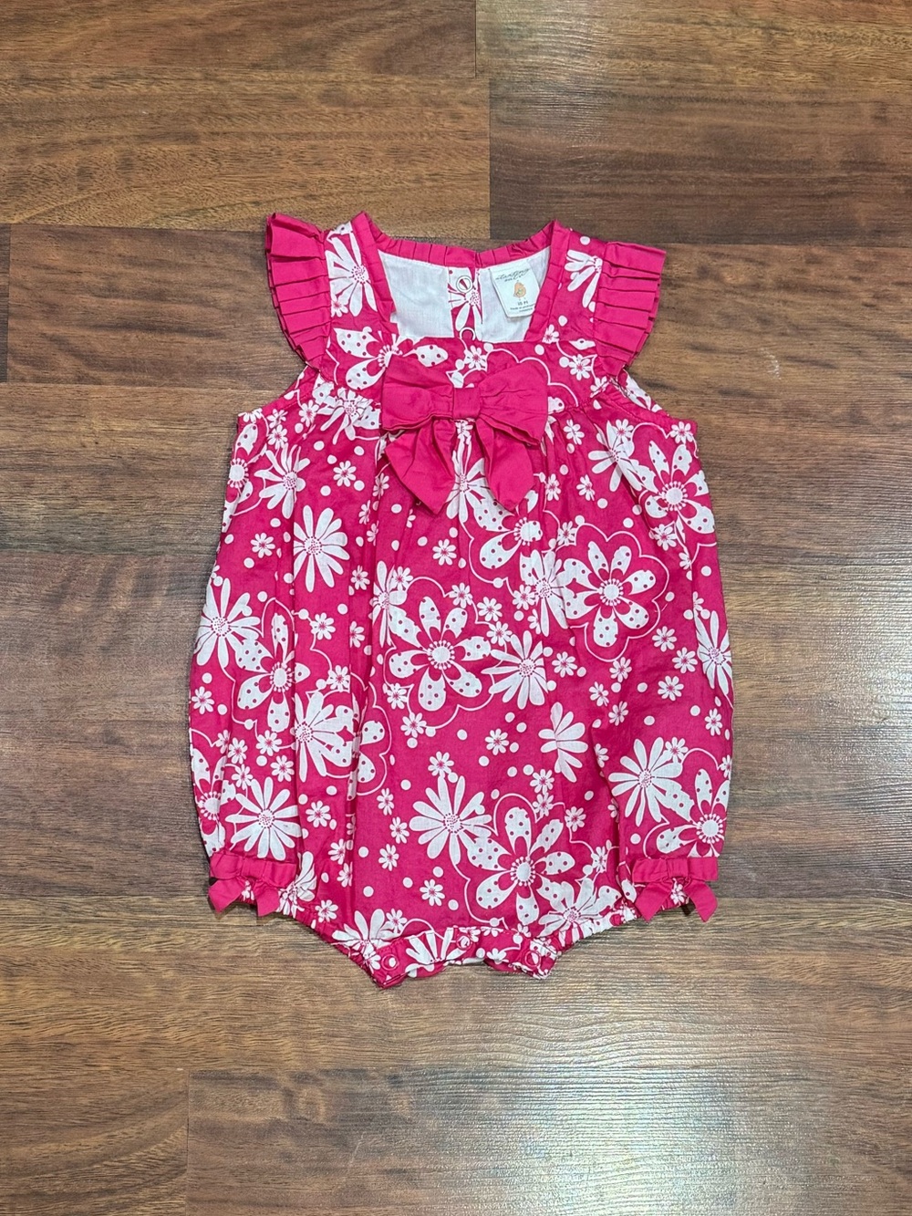 Starting Out - Pink Floral Bow Romper